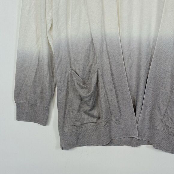 Barefoot Dreams Luxeblend Ivory Grey Ombre Cardigan Sweater Women's Medium - Picture 2 of 6